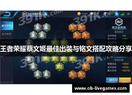 王者荣耀蔡文姬最佳出装与铭文搭配攻略分享